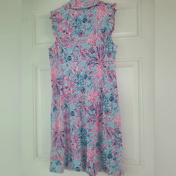 Lilly Pulitzer Luxletic Dress in Blue and Pink Floral - Picture 2 of 12